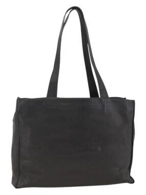CHANEL Tote Bag Leather Black CC Auth bs34155